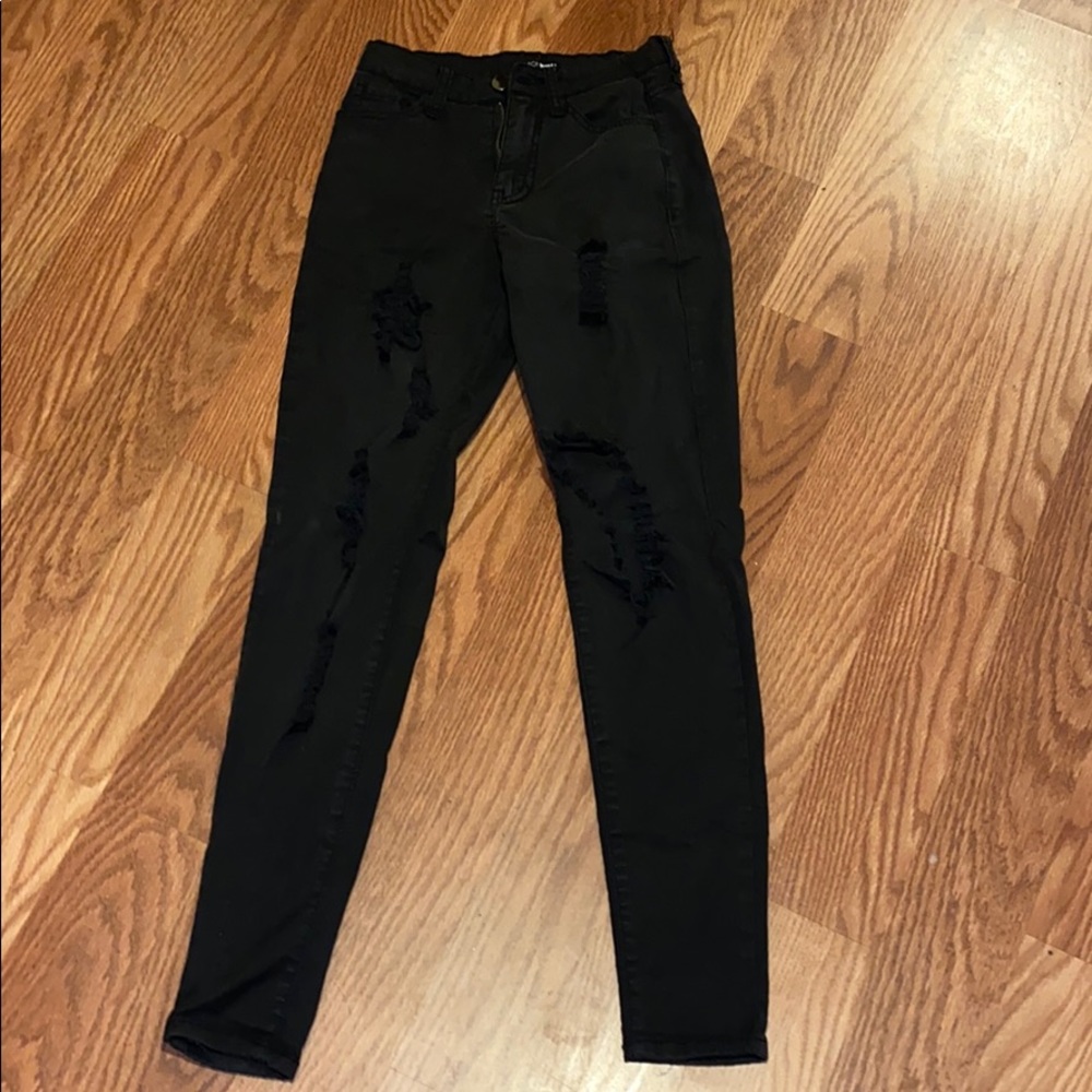 Black High Waisted Fashion Nova Ripped Jeans